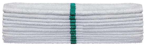 Bar Mop Towels-Center Stripe-17x20, 30oz - Green