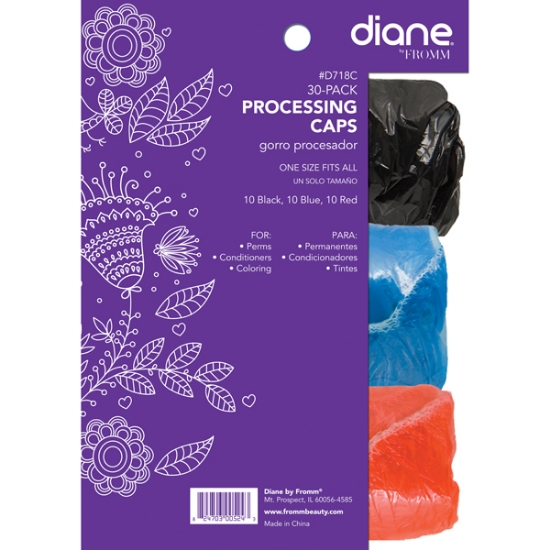 Diane Processing Caps Assorted Colors #D718C - Pack of 30	