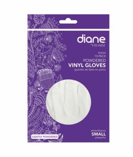 diane vinyl lightly powdered gloves