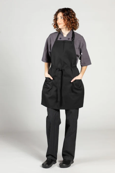 Two-Pocket Bib Apron - Black