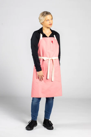 Vibe Bib Apron - Coral pink canvas