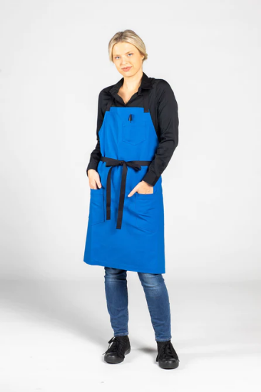 Aura Bib Apron blue canvas