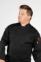 classic knot chef coats, black, long sleeve