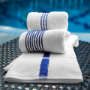 White with Blue Center Stripe Pool Towels	