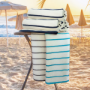 White with Navy Blue Striped Pool Towel	
