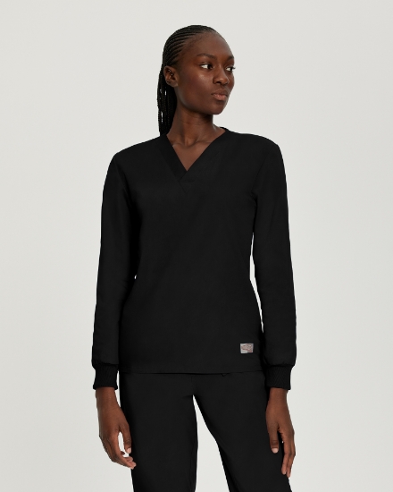 Black,Landau Scrub Zone Unisex V-Neck Scrub Top