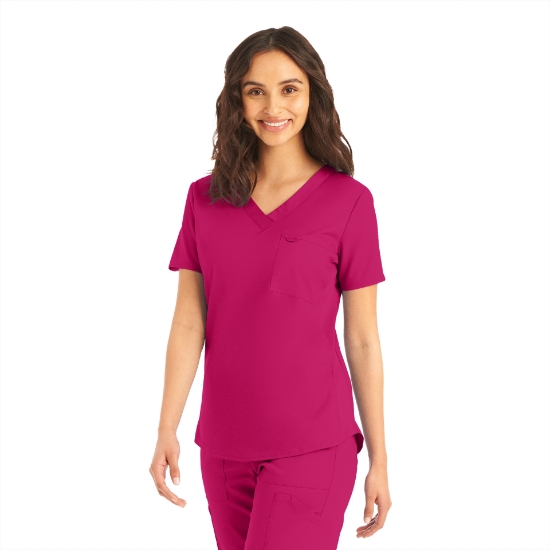 Bright Rose WOMEN'S - Landau ProFlex Women's 1-Pocket V-Neck Scrub Top