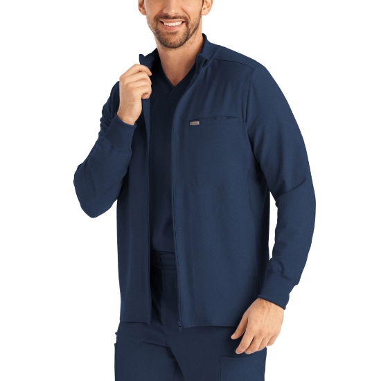 Navy MEN'S - Landau Forward Men's 3-Pocket Scrub Jacket