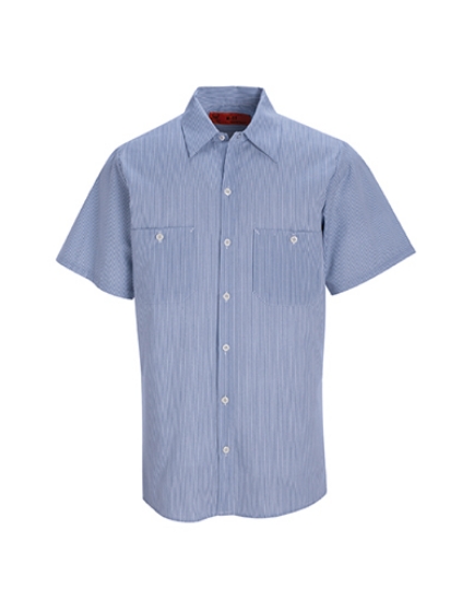 Short Sleeve Striped Industrial Work Shirt