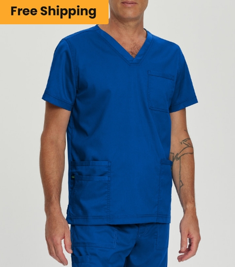 Landau Proflex Men's 4-Pocket V-Neck Scrub Top