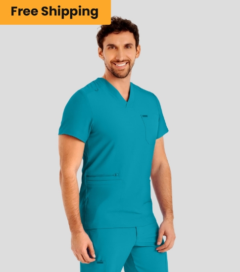 Hunter, MEN'S - Landau Forward Men's 4-Pocket V-Neck Scrub Top