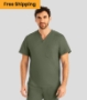 Olive Moss, landau-proflex-mens-2-pocket-v-neck-scrub-top-LT108