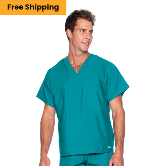 Landau Essentials Unisex 1-Pocket V-Neck Scrub Top 