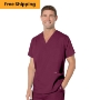 Landau Essentials Men's 5-Pocket V-Neck Scrub Top 