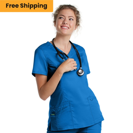 Landau Proflex Women's 3-Pocket Mock Wrap Neck Scrub Top