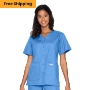 Landau Essentials Women's 4-Pocket V-Neck Scrub Top 