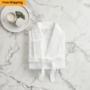 White Sophi Waffle Velour Bathrobes