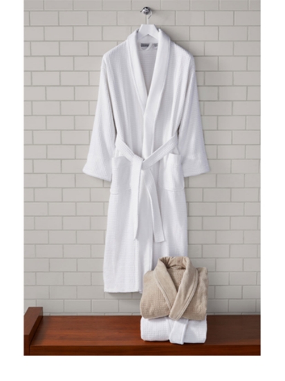 Platinum Shawl Collar Robe In Cotton Velour