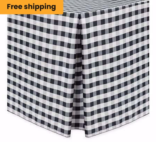 Black/ White Poly, Poly Check Fitted Tablecloth