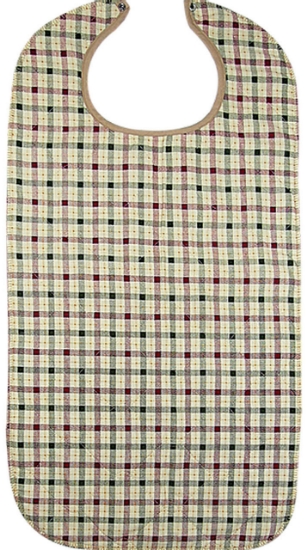 Autumn Beige Plaid Adult Bib