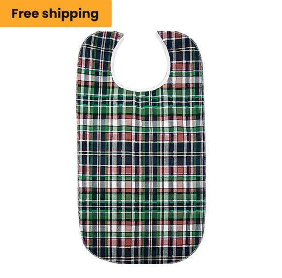 Highland Plaid Adult Bib with Barrier