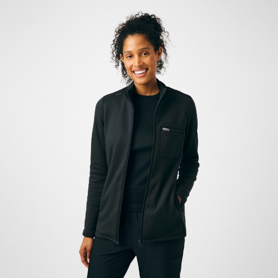 Women's Zip-Front Fleece Scrub Jacket