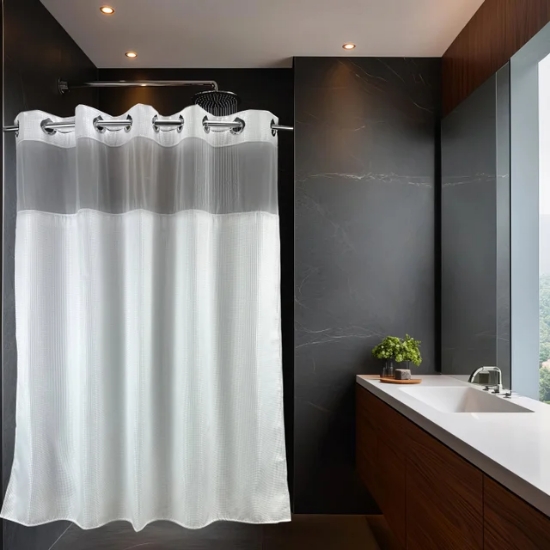 Luxor White Waffle Weave Shower Curtain