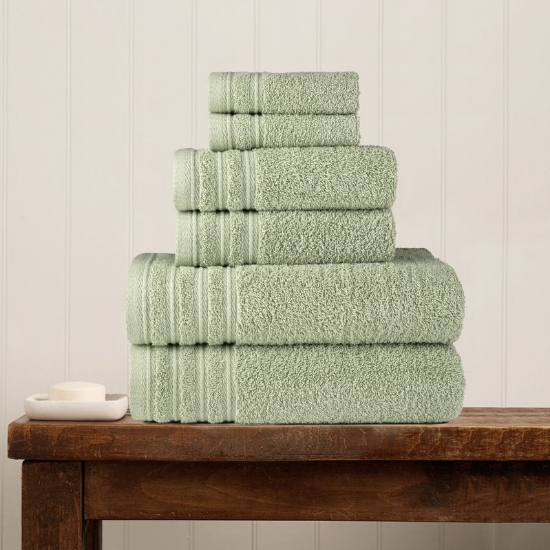 Desert Sage, Shelly Collection Cotton Bath Towels - Pack Of 4