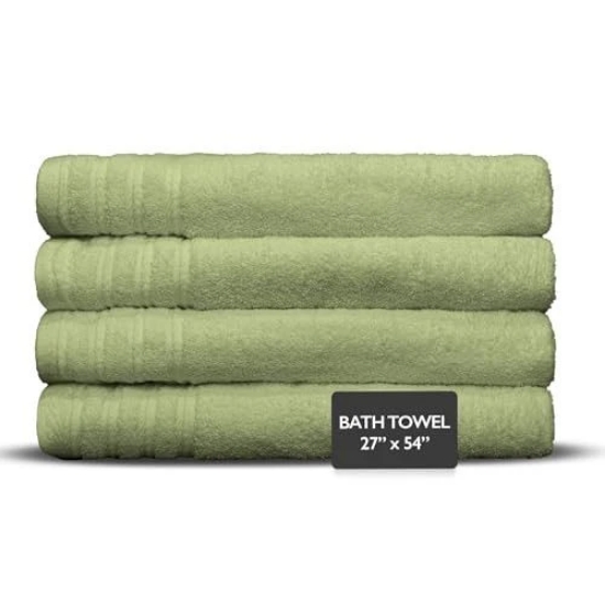 Desert Sage, Shelly Collection Cotton Bath Towels - Pack Of 4