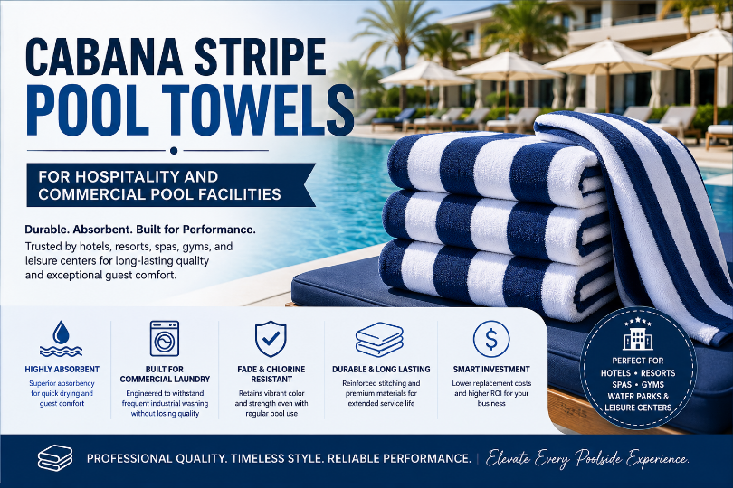 Cabana Stripe Pool Towels for Hospitality and Commercial Pool Facilities