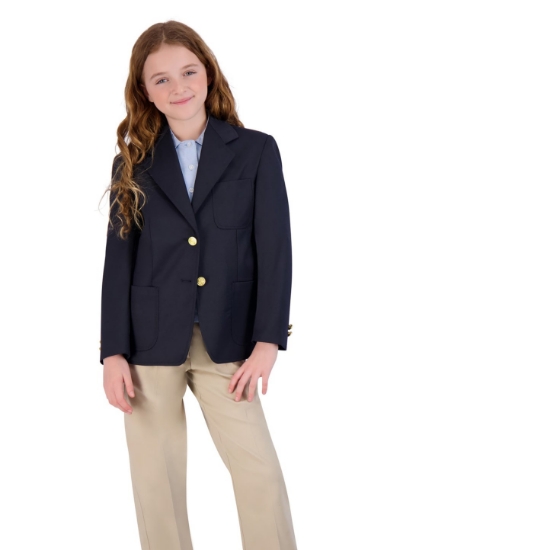 Girls' Regular Single-Breasted Blazer with Patch Pockets