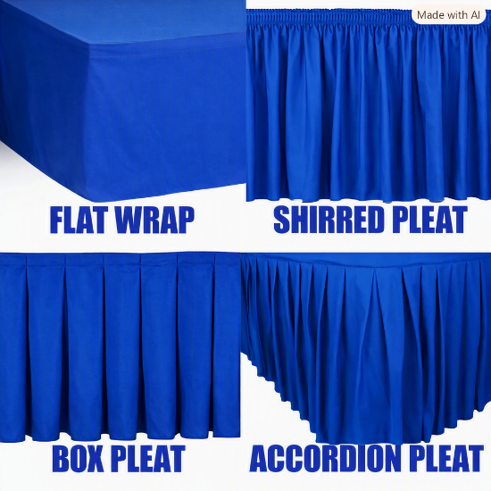 Cust. Table Skirts STD Ht. 29"Shirred Spun Polyester